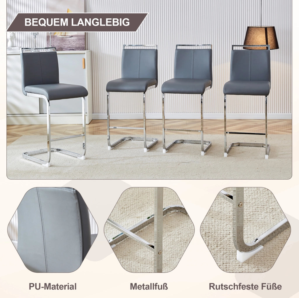 SGABELLO DA BAR Set da 2 pezzi 96,5 cm Grigio Scuro in PU e metallo