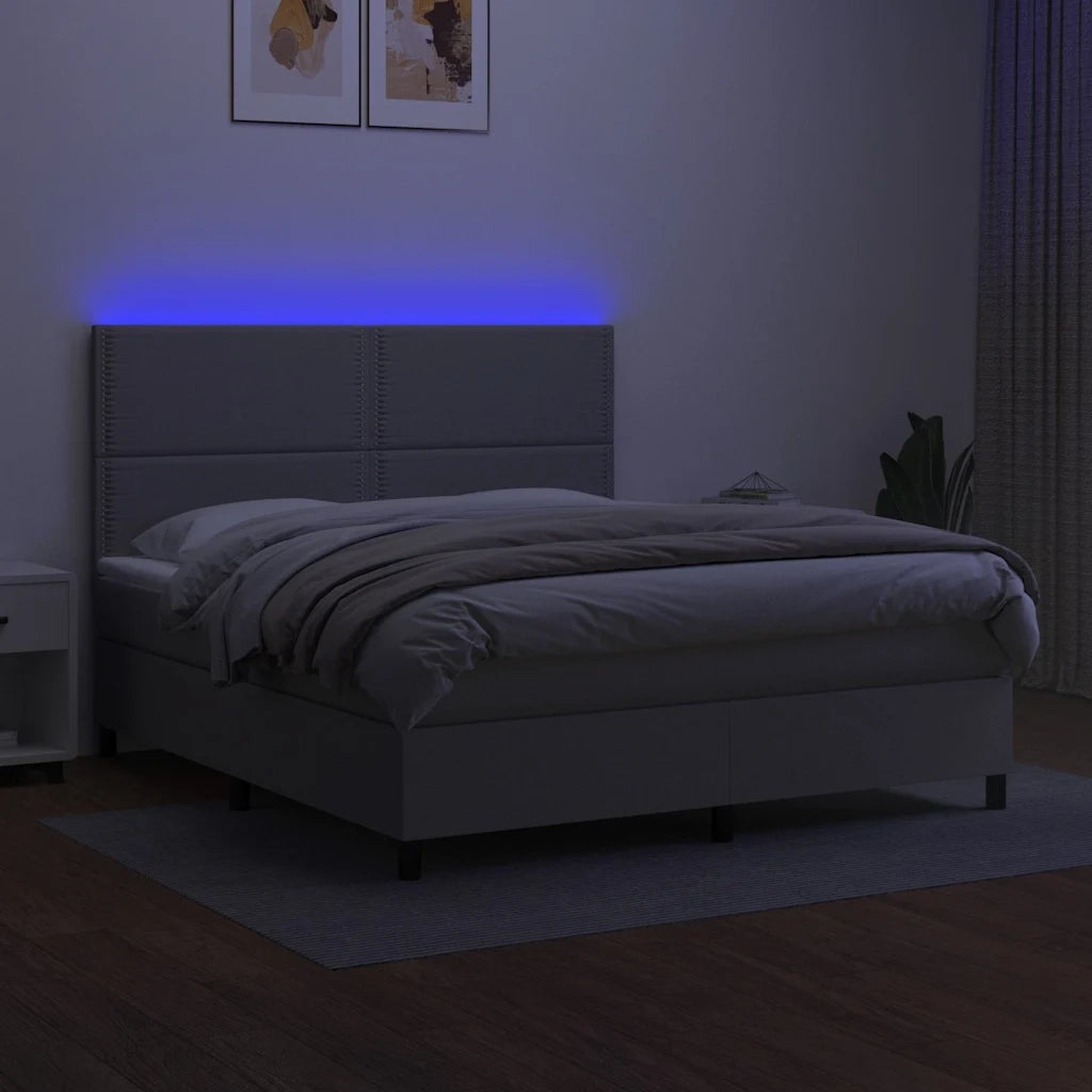 Letto a Molle Materasso e LED Grigio Chiaro 180x200 cm Tessuto 3134813