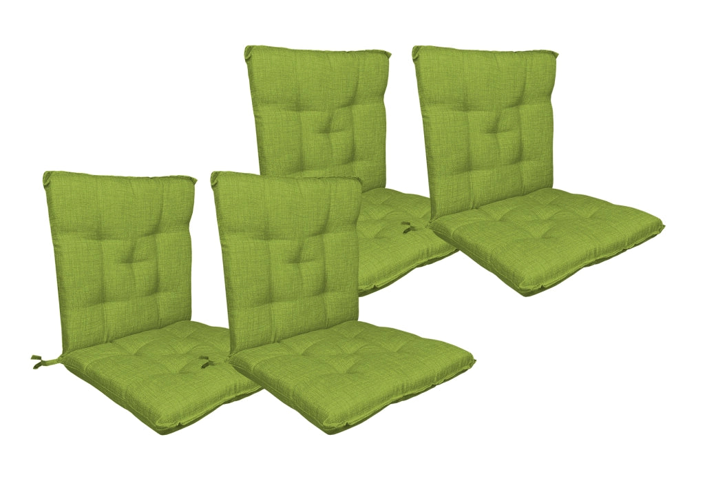 Set Cuscini Sedia Con Schienale Imbottiti Con Laccetti Banda Elastica 40 x 80 Cm Verde - 4 Pezzi