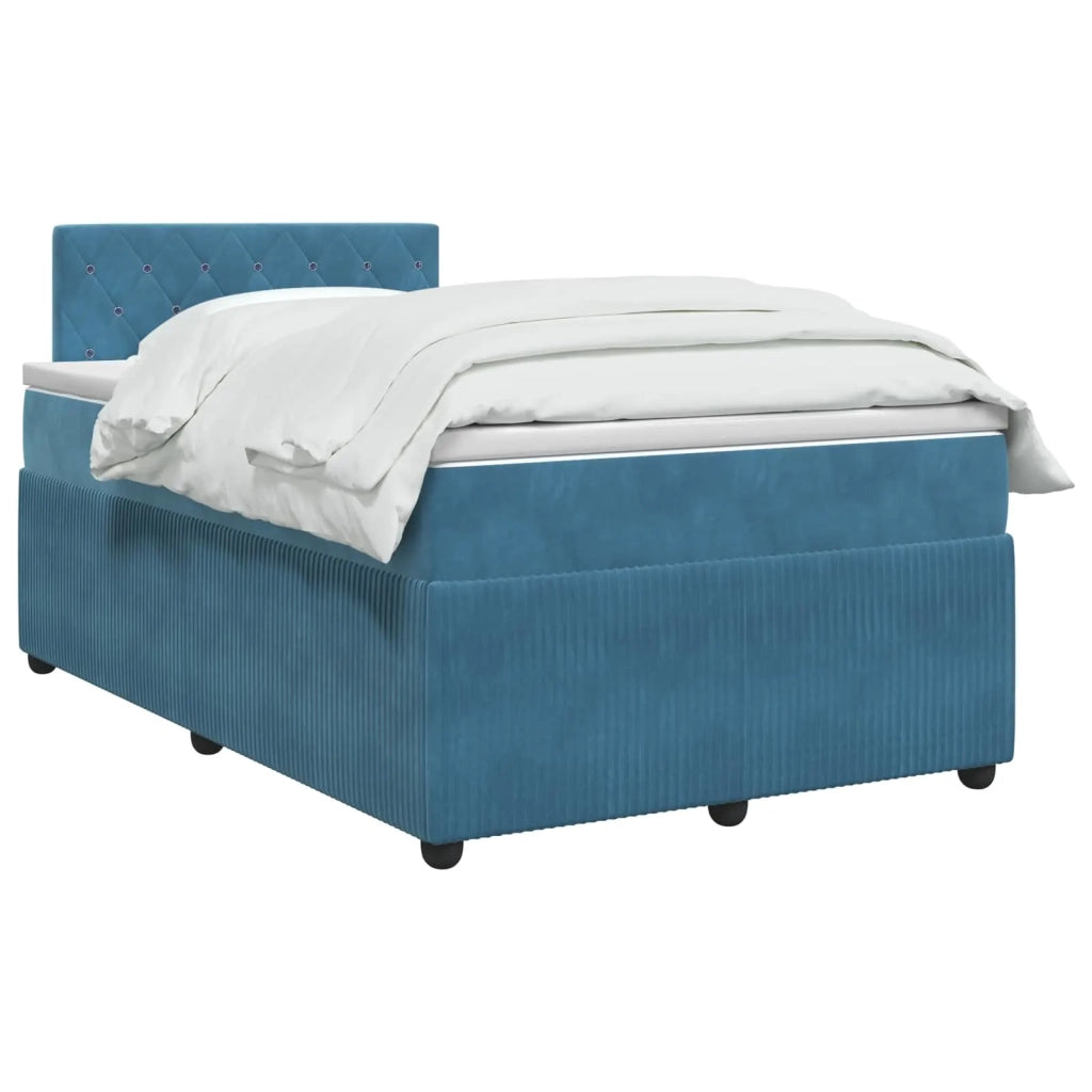 Letto box spring con materasso Blu 120 x 190 cm Velluto 3453099