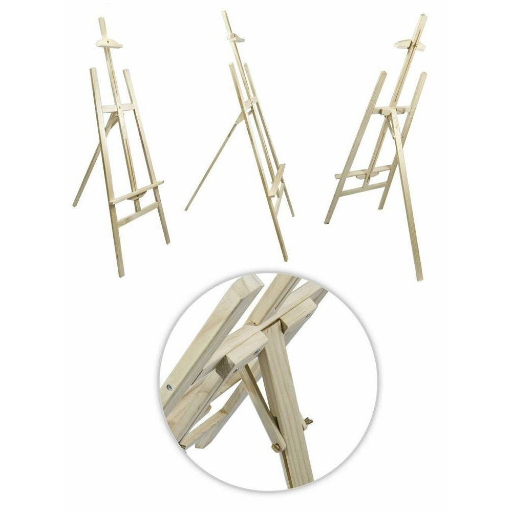 Trade Shop - Cavalletto Pittorico In Legno Inclinabile 165 Cm Pittura Esposizione Tele Quadri -