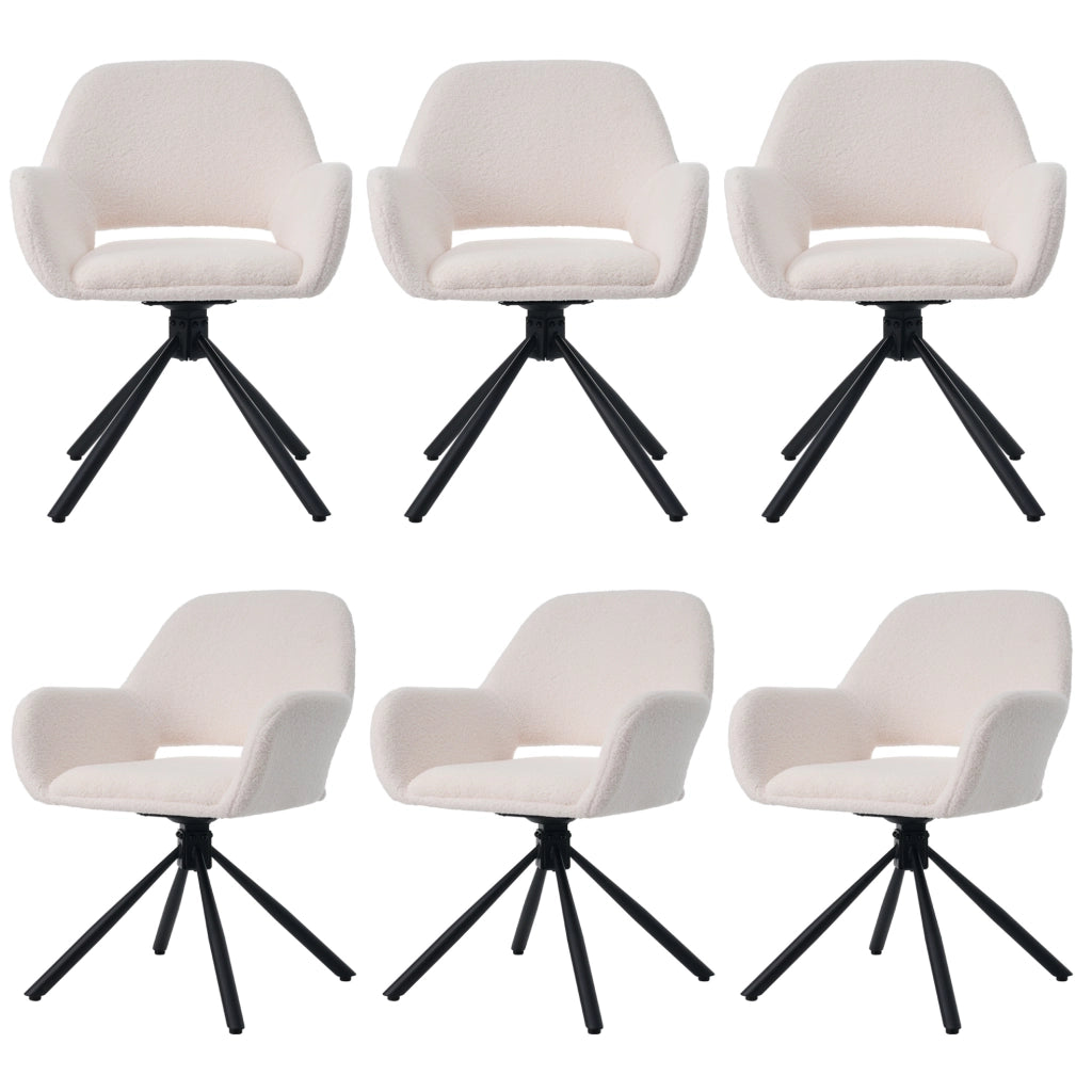 SEDIA Girevole con Braccioli Set da 6 pezzi Sherpa Bianco