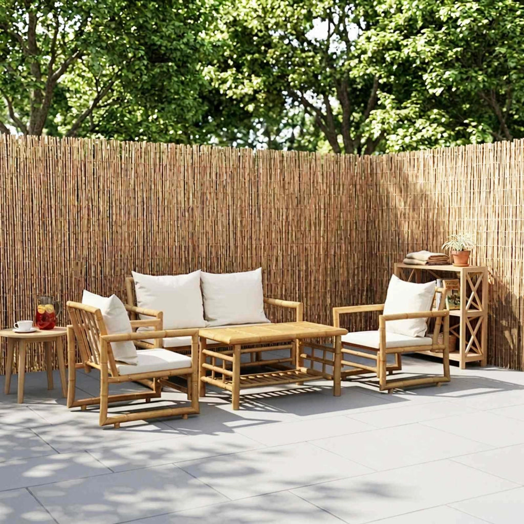 Set Divani da Giardino 4 pz con Cuscini in Bambù 43159