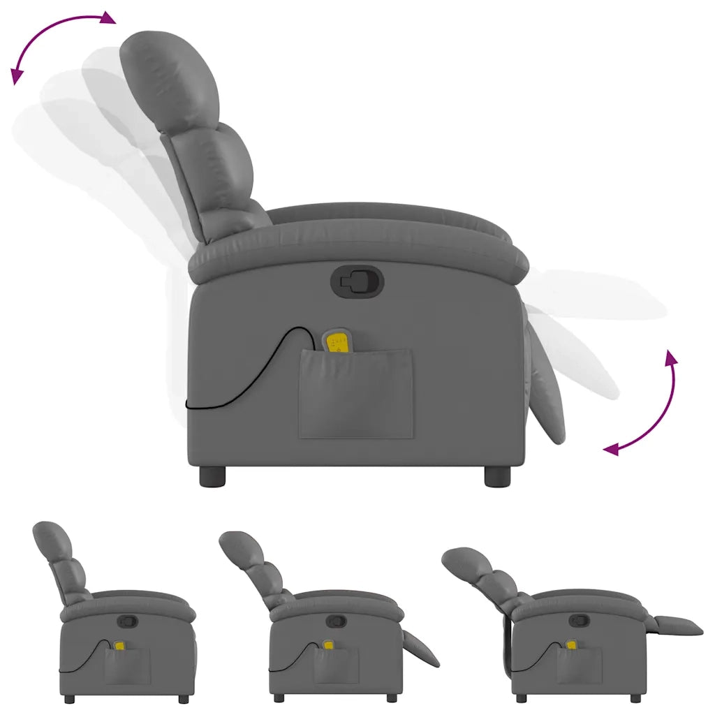 Fauteuil de massage inclinable Gris Similicuir