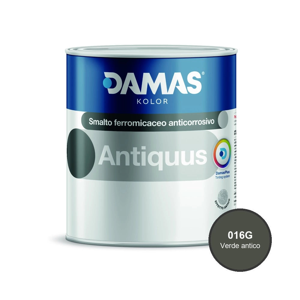 Damas antiquus smalto ferromicaceo antichizzato effetto ferro battuto *** formato 0,750 lt, colore- 016g verde antico...