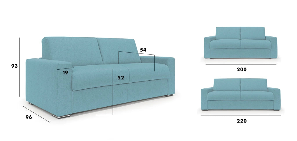 Nixon Divano letto c/mat. H 20 cm 220 cm (mat. 160x197) Blu