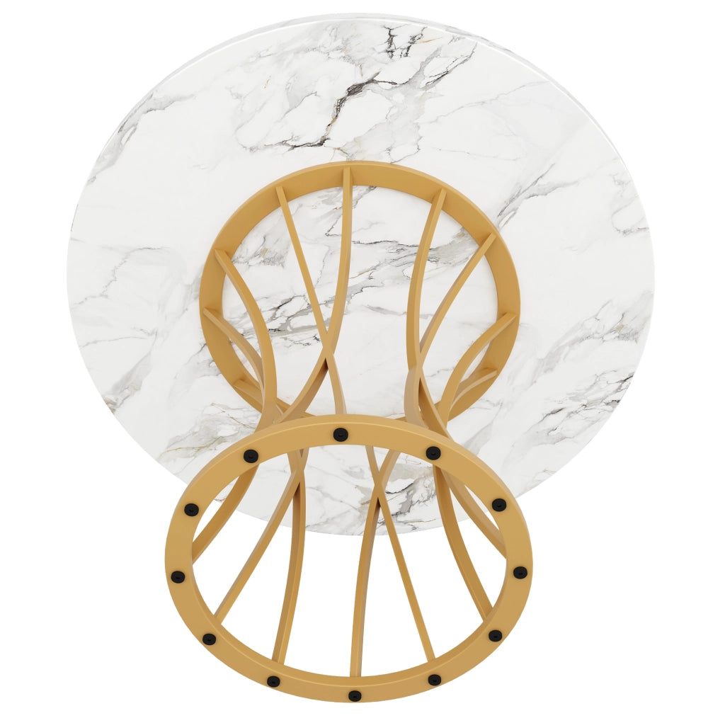 TAVOLO Rotondo 80x80x76 cm MDF e Metallo Colore Oro