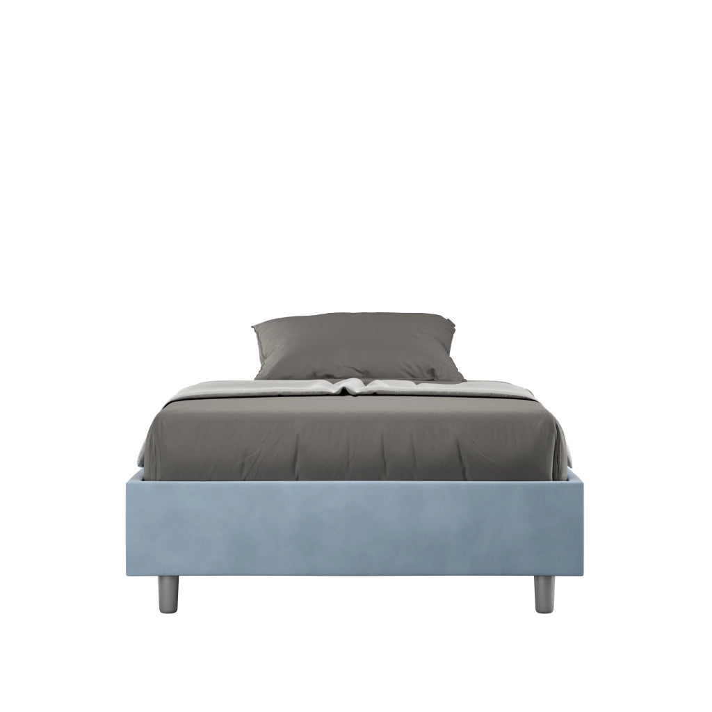 BS COM Letto una piazza e mezza contenitore imbottito 130x190 microfibra azzurro