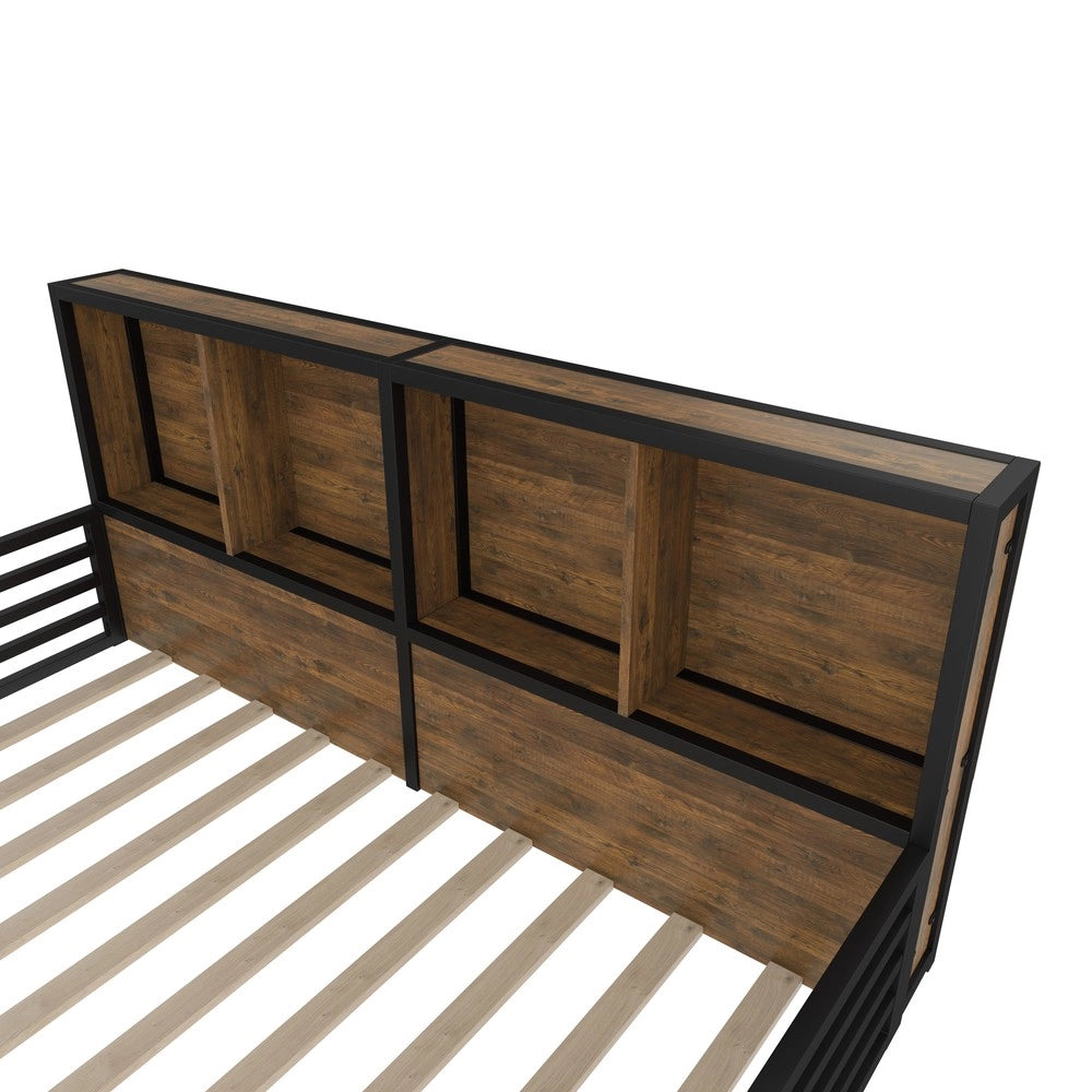 Letto con Sponde e Contenitore ¨C MINIMAL ¨C Metallo Nero 140x200