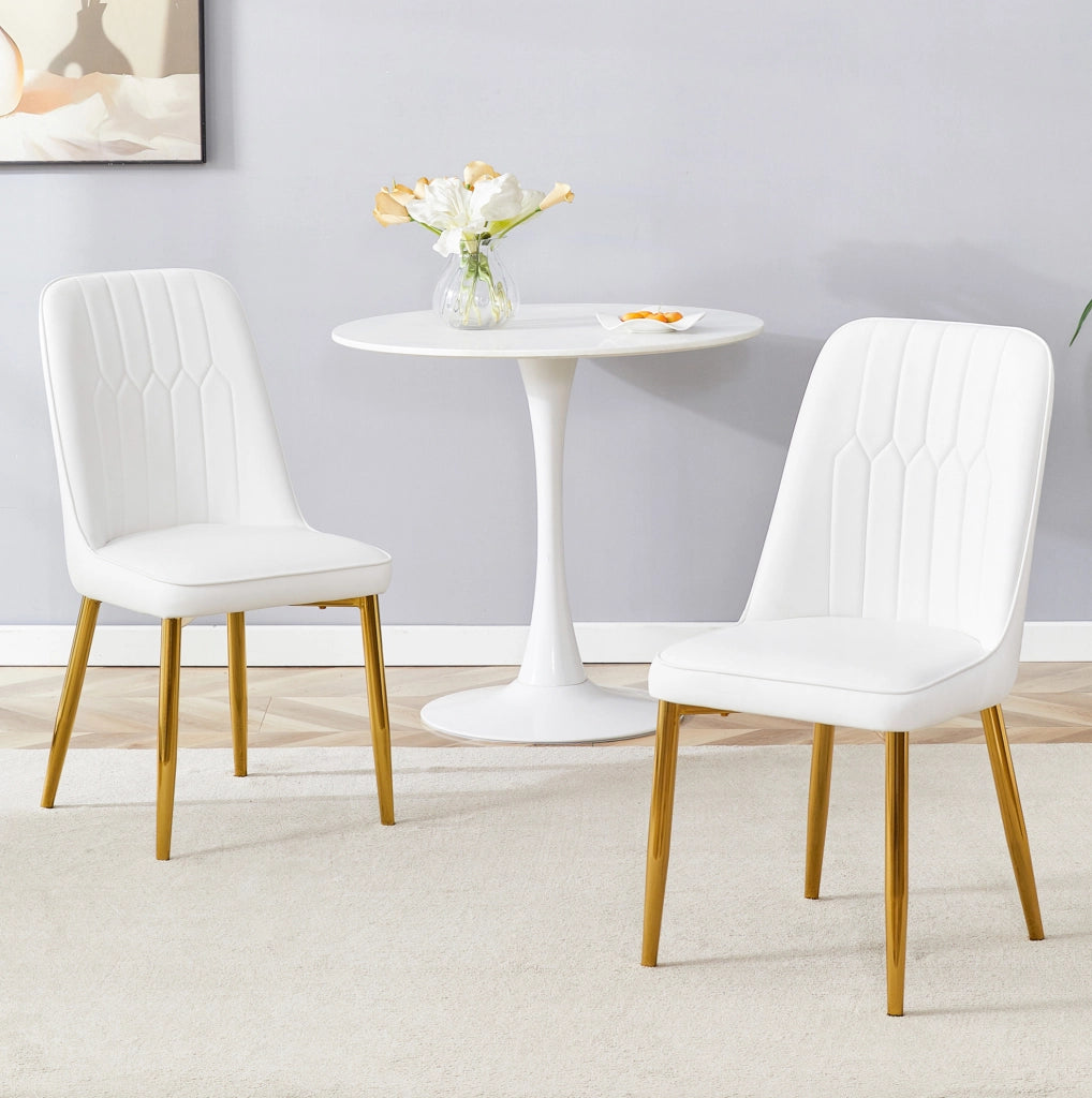 SEDIA da pranzo ergonomica 89 cm PU bianco oro