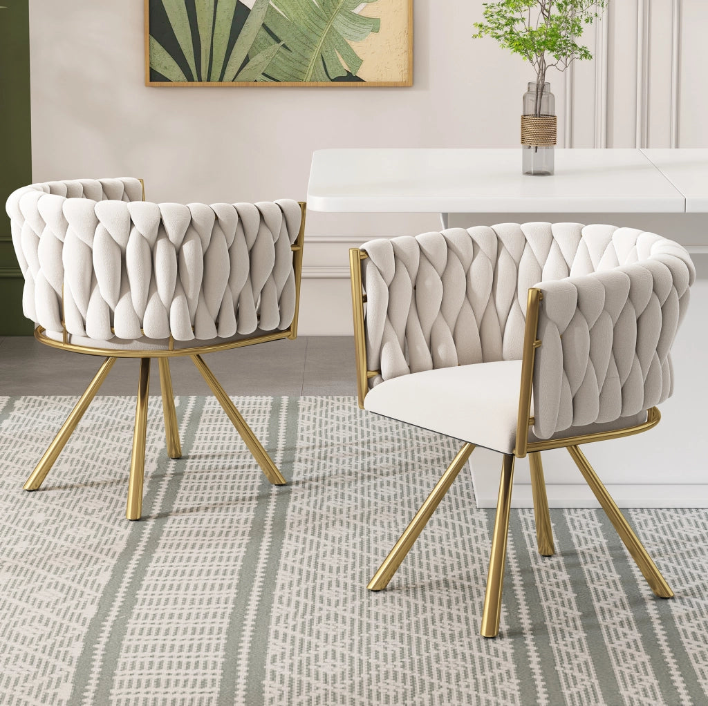 SEDIA Girevole 360° Set da 4 pezzi in velluto Beige e Oro