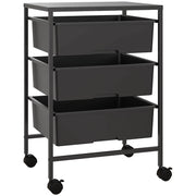 Carrello con Ruote 3 Ripiani ¨C Xylo ¨C Nero 40,8x33,5x60,5 cm