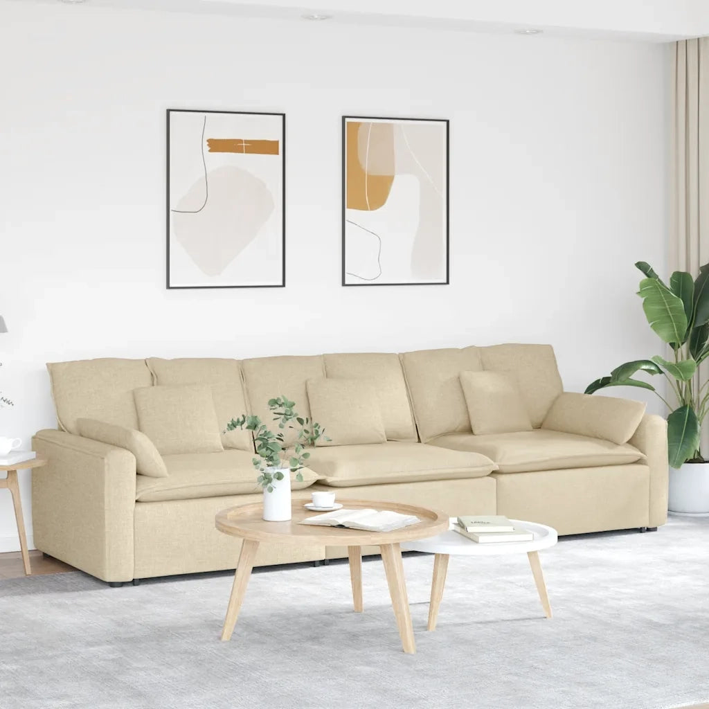 Divano Modulare con Cuscini Crema 3321093