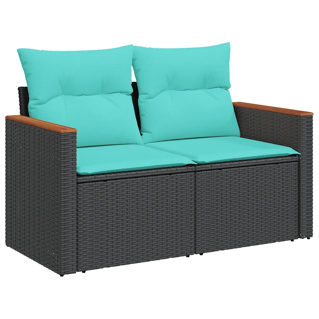 Set Divani da Giardino 14 pz con Cuscini Nero in Polyrattan 3226491