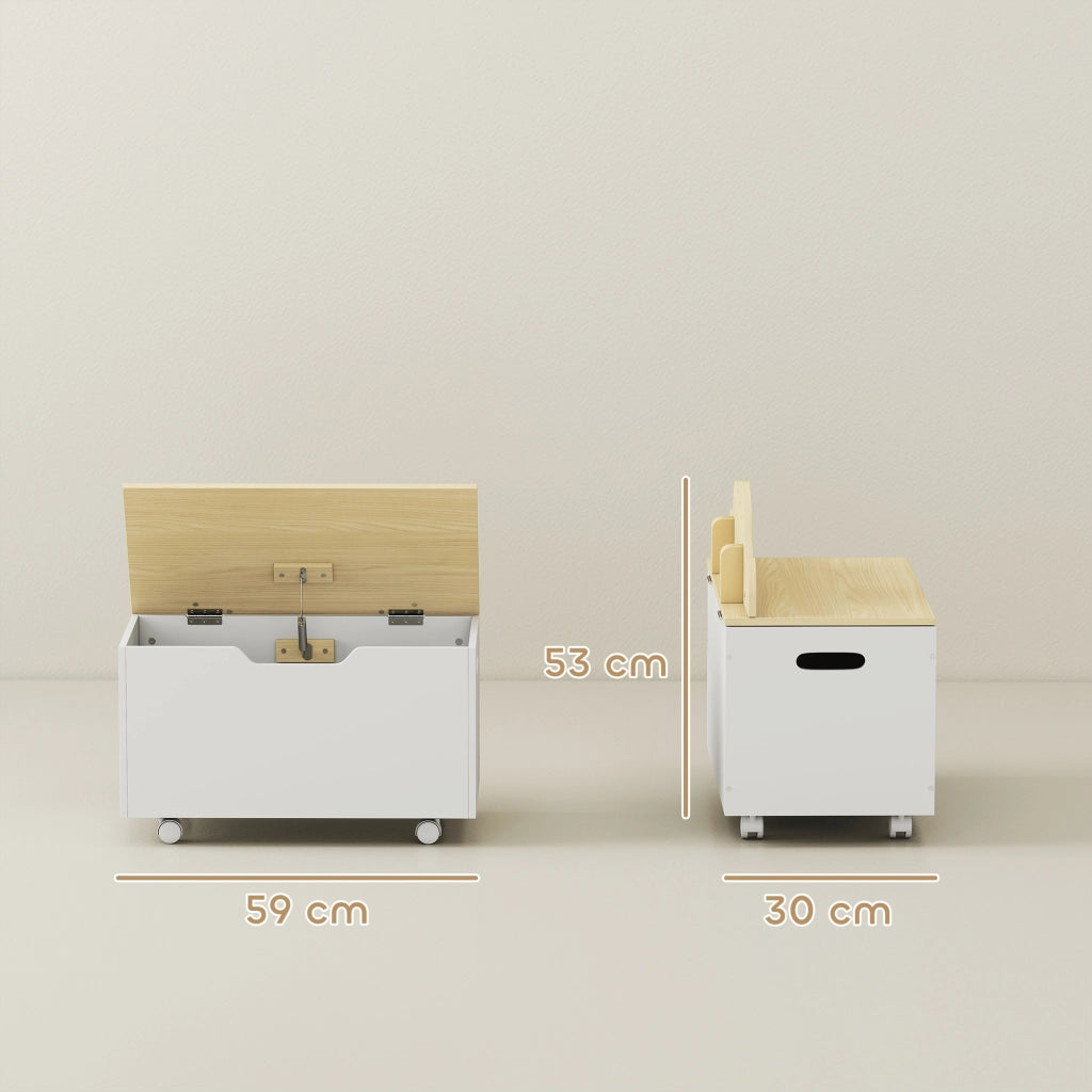 Cofanetto portagiochi con ruote e coperchio ¨C Minimal ¨C 59x30x53 bianco
