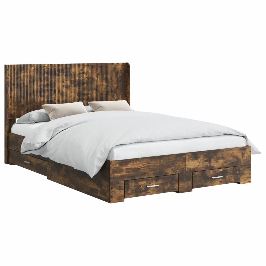 Struttura del letto con stoccaggio e testata Rovere Fumo 3414105