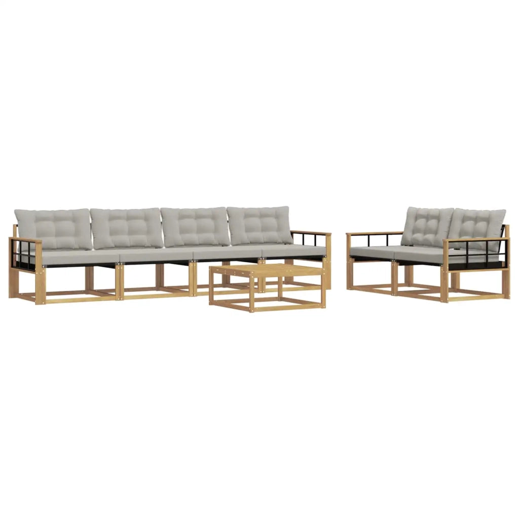 Set di divani da esterno 7 pz Bianco e Grigio Chiaro 3388449