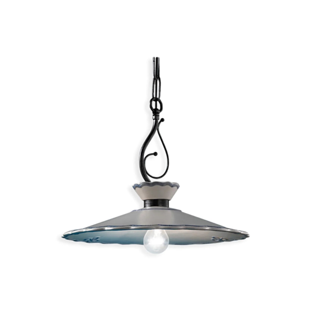 Lampadario Classico Ravenna Metallo E Ceramica Nero Sfumato Arg. 31Cm 1 Luce E27