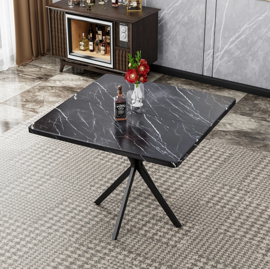 TAVOLO da pranzo quadrato 107,2x58,2x8,7 cm Nero in MDF e metallo