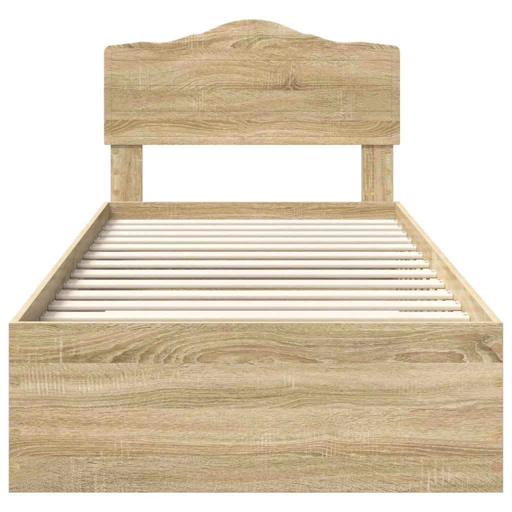 Letto singolo | Letto per adulti | Struttura del letto Rovere Sonoma 90 x 200 cm Legno multistrato