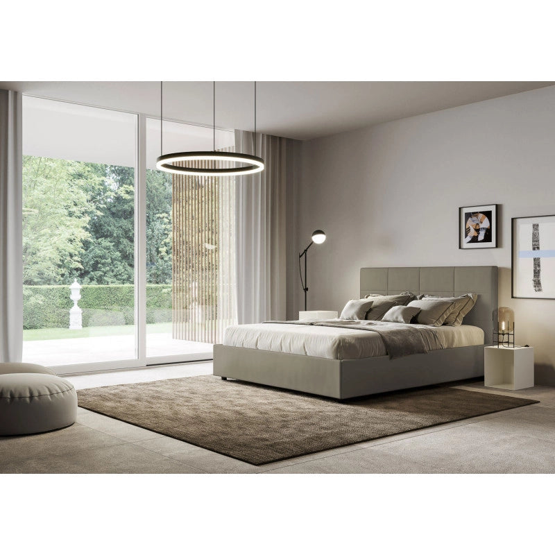 Letto imbottito Matrimoniale 170x200 cm Mika - Similpelle,Cappuccino,Contenitore