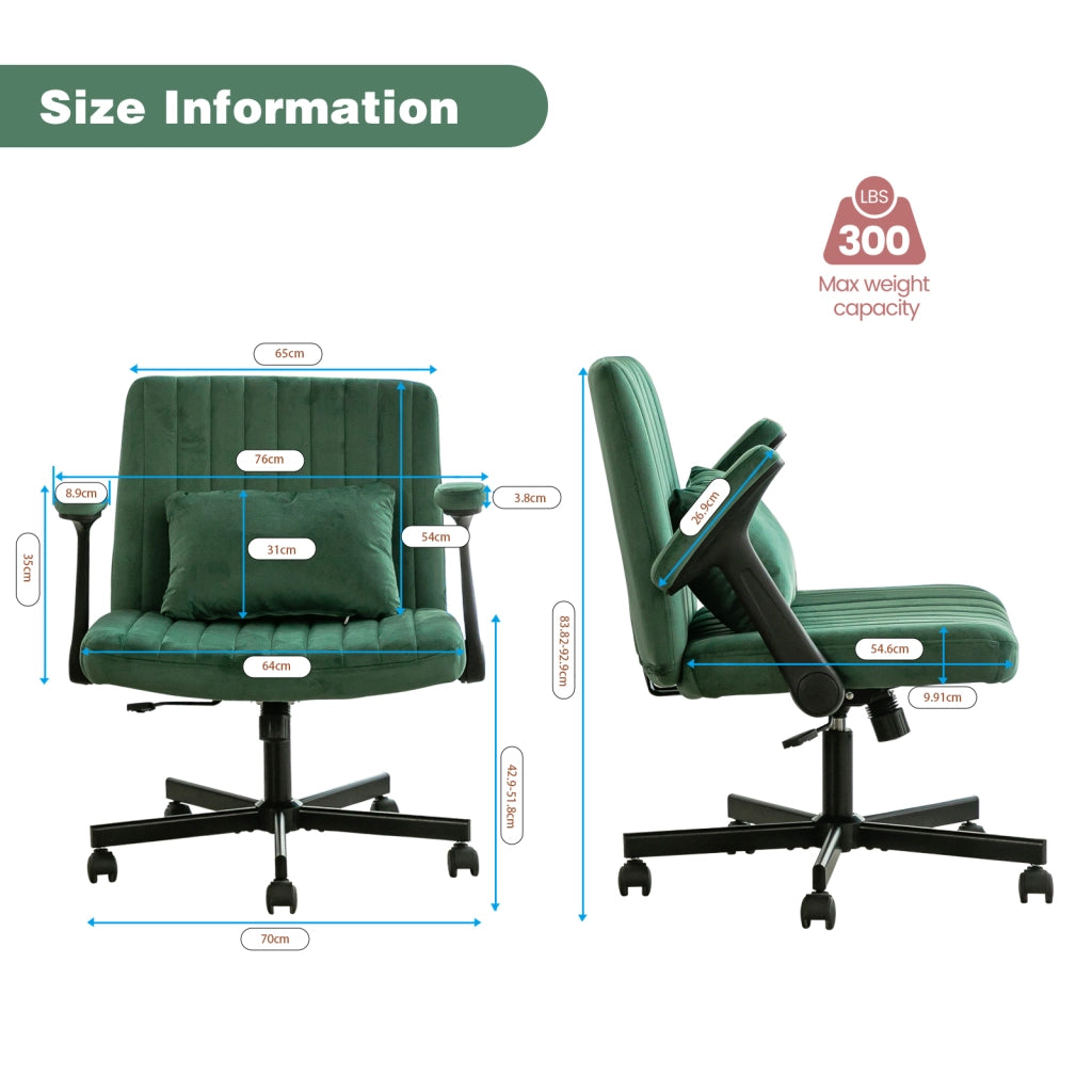SEDIA da ufficio girevole regolabile 66x30x60 cm tessuto verde