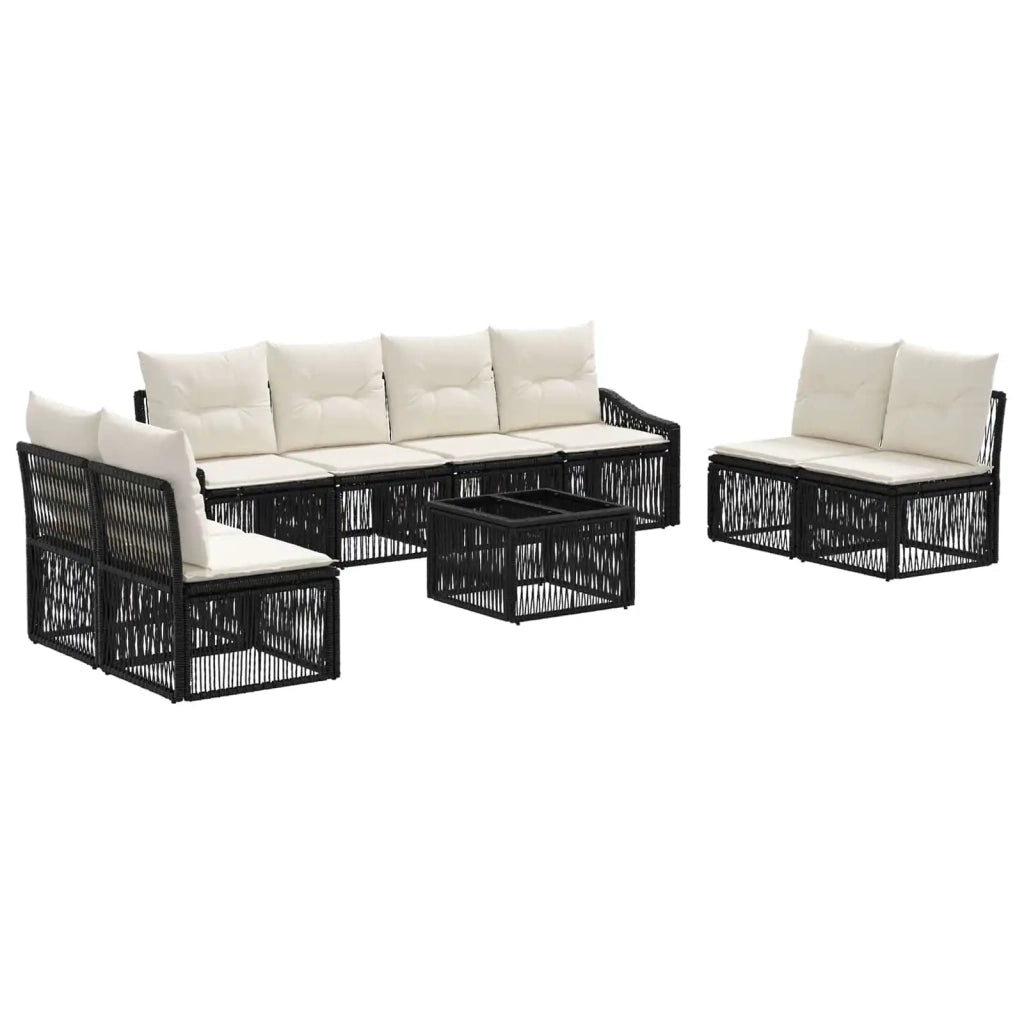 Set Divano da Giardino 9 pz Nero polyrattan 3435982
