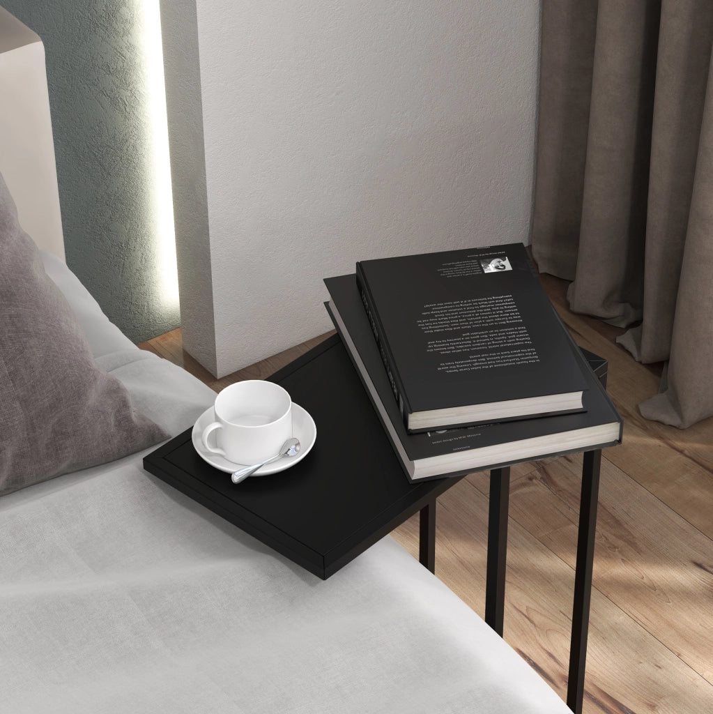Tavolino a C 46x26x60 cm nero – per divano e letto