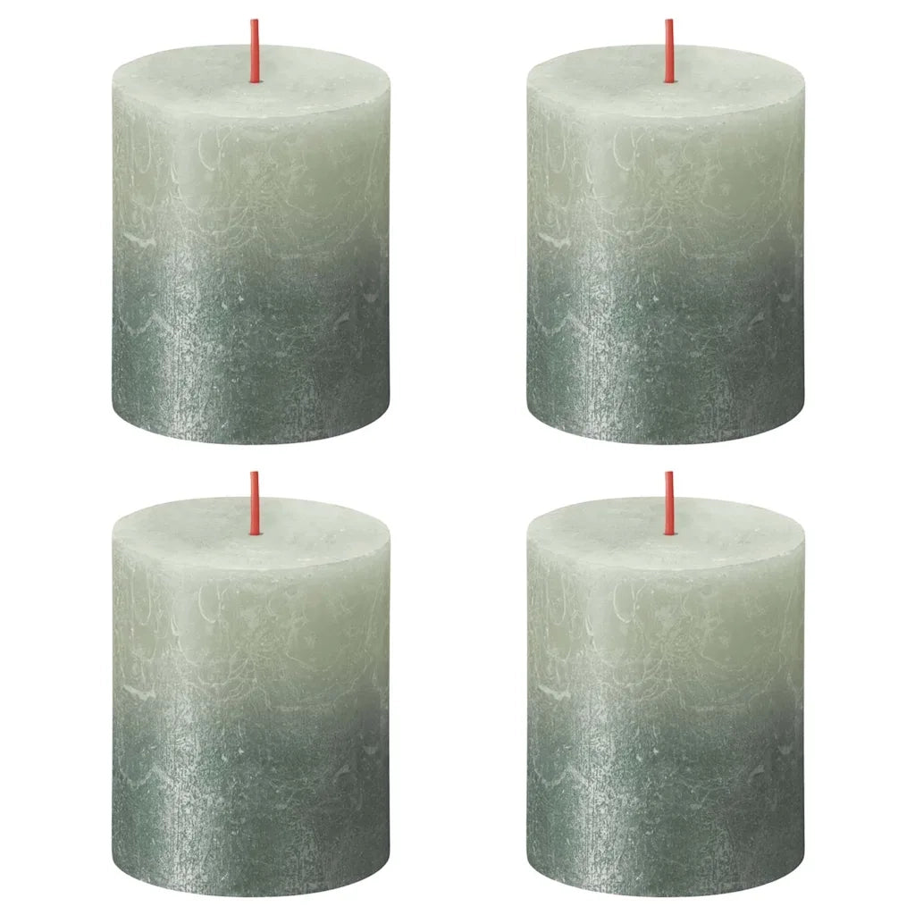 Bolsius Candele Pilastro Rustiche Sunset 4 pz 80x68 mm Verde e Blu 440899