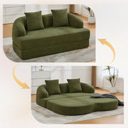 Divano letto 2 posti ¨C Minimal ¨C Verde chenille, con 2 cuscini