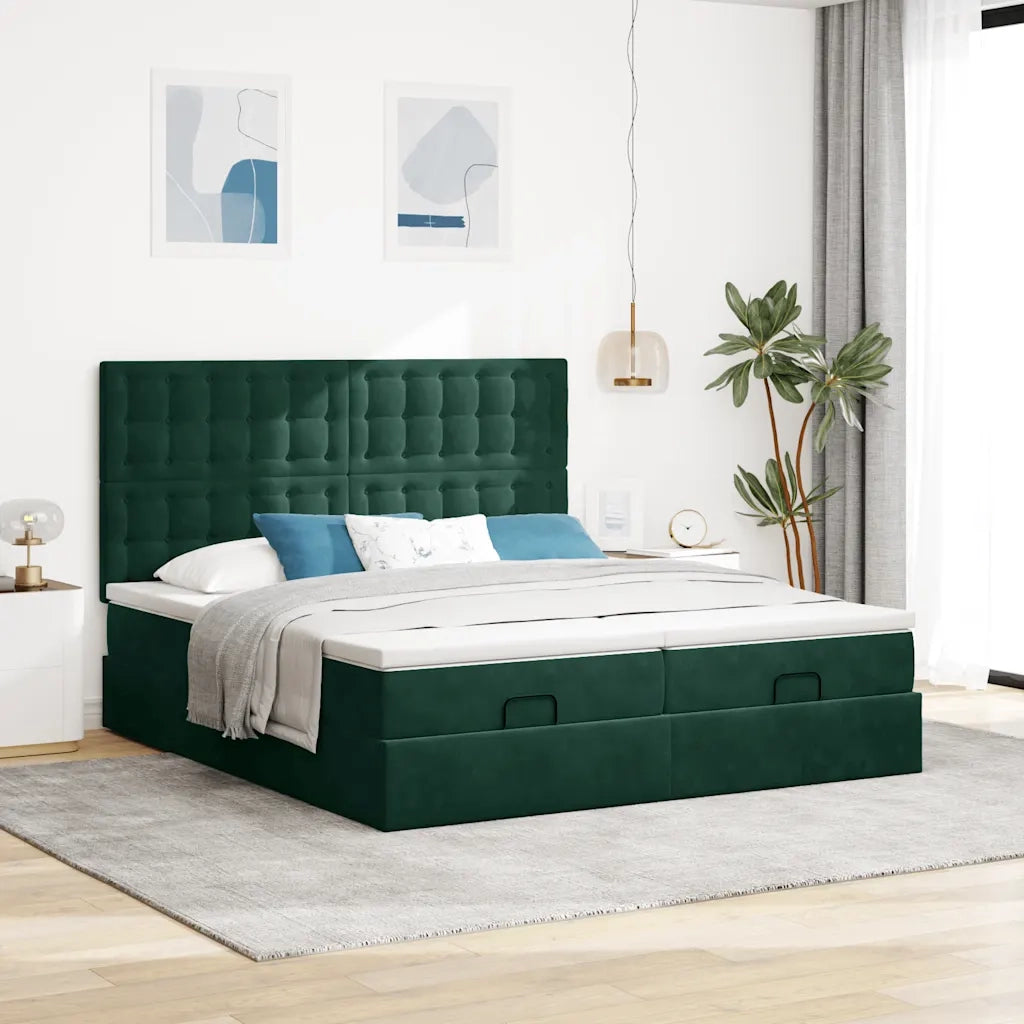 Struttura Letto Pouf con Materassi 160x200 cm Velluto 3314654