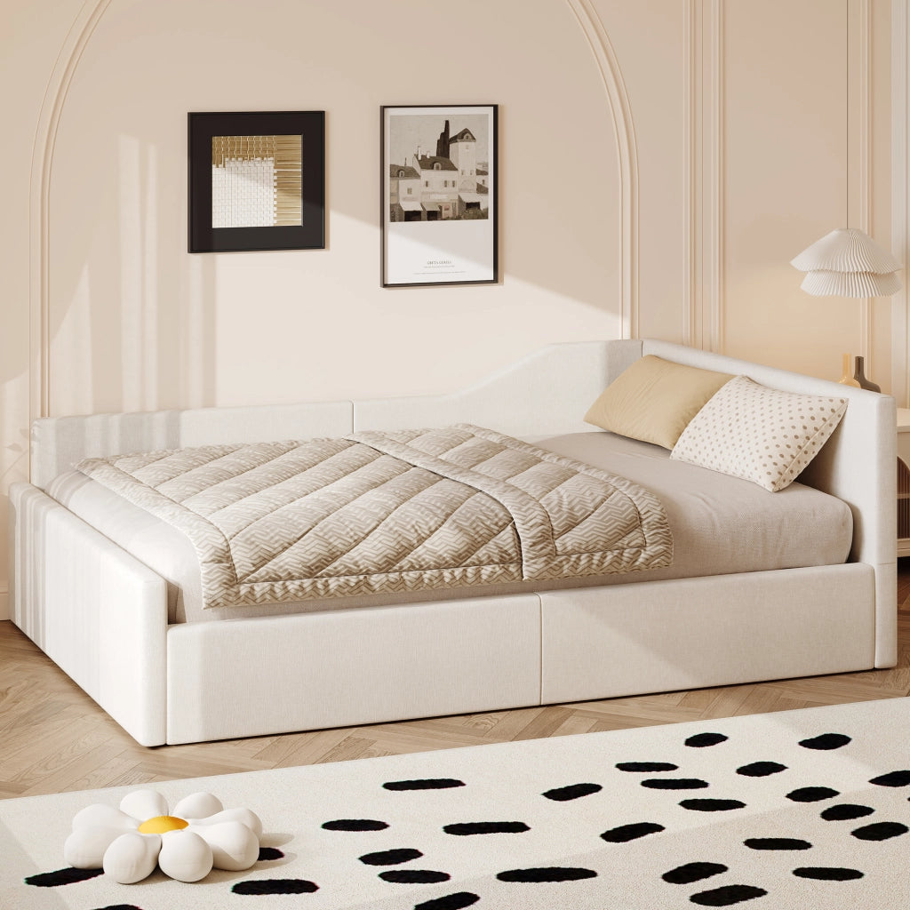 Letto Contenitore Imbottito 140x200 ¨C MINIMAL ¨C Beige