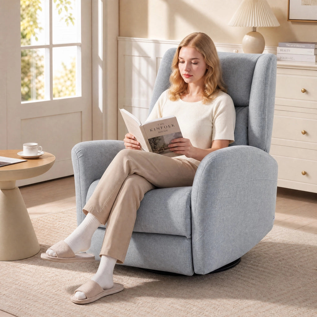 Poltrona Relax Girevole con Poggiapiedi ¨C Xylo ¨C Grigio Chiaro