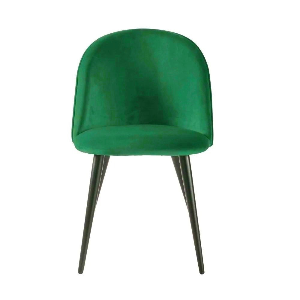 Set 4 Sedie Imbottite 49x52x79 cm in Velluto Verde e Nero