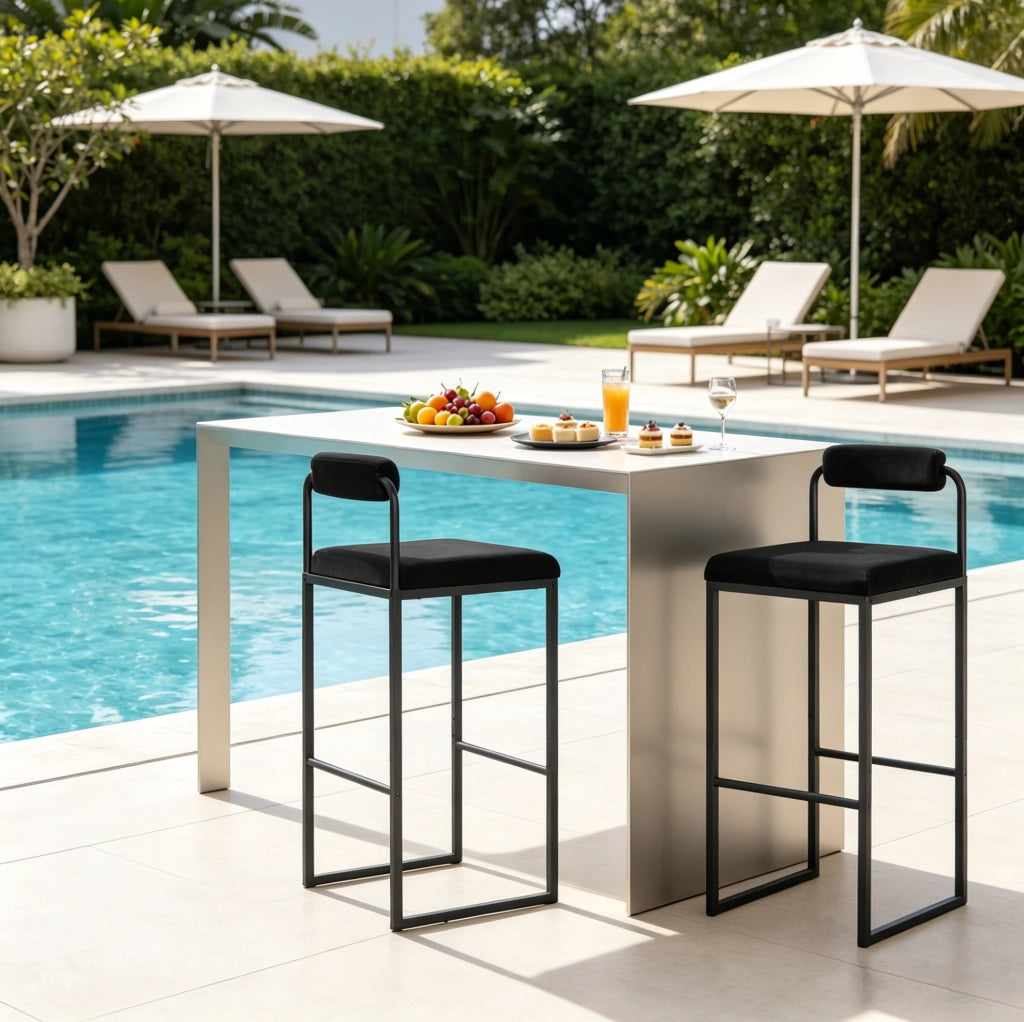 Sgabelli da bar 38,5x39x95,5 cm neri – schienale e set da 2
