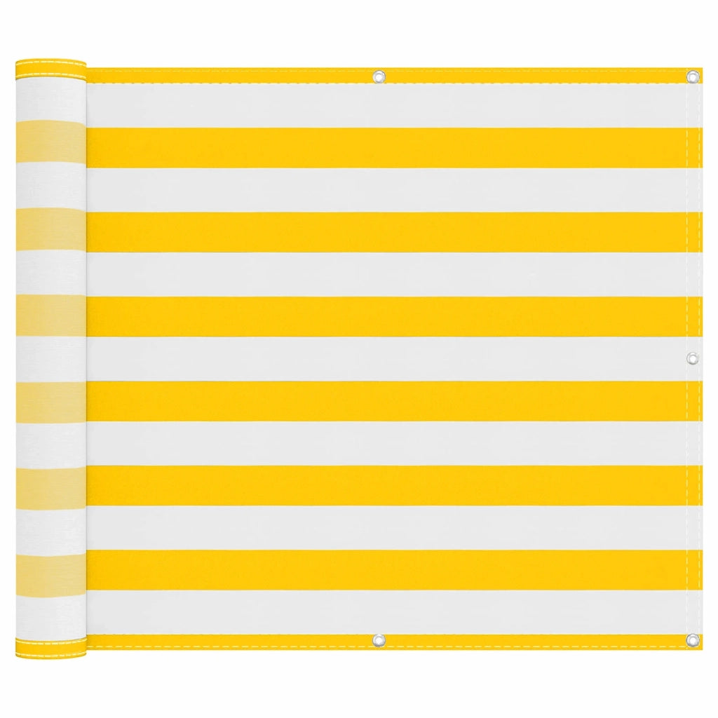 Schermo da balcone | Paravento da Balcone Giallo e Bianco 100 x 500 cm Tessuto Oxford