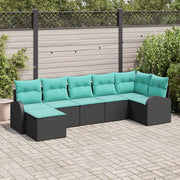Set di divani con cuscino 7 pcs Nero e Turchese polyrattan 3354805