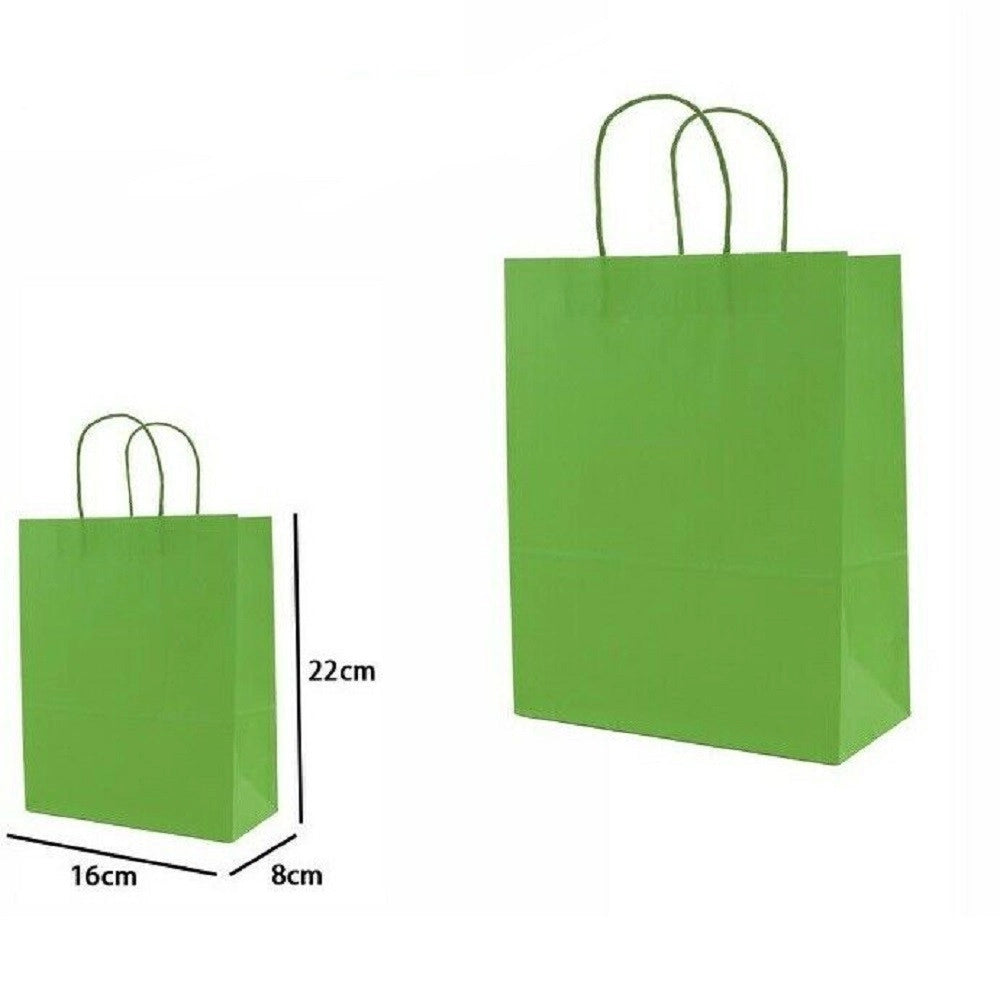 Trade Shop - Set 5 Pezzi Buste Borsa Da Regalo Sacchetti Carta Colore Verde 22x16x8cm 68453 -