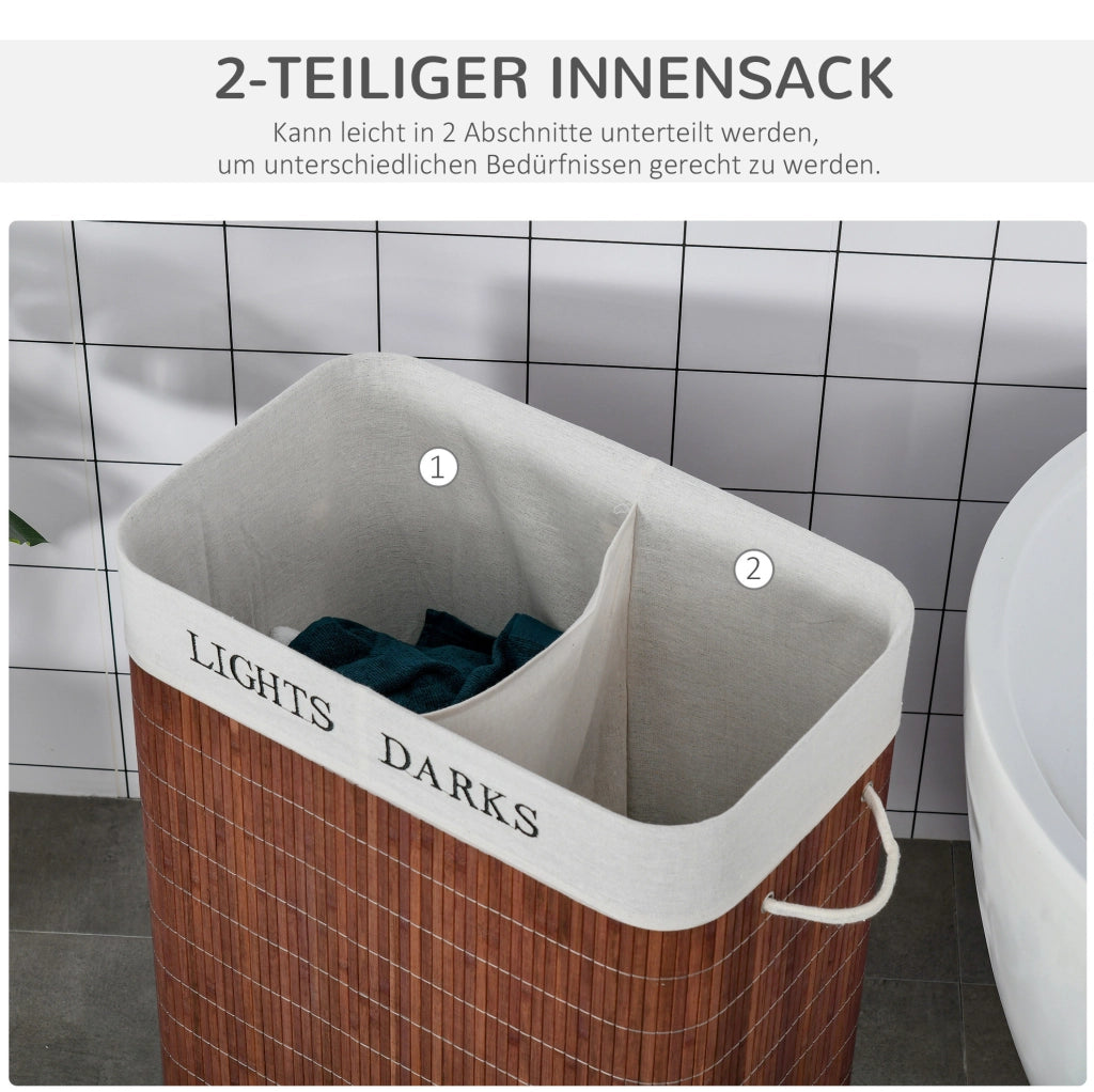 PORTABIANCHERIA 100 L 52x32x63 cm Bambù Marrone con coperchio