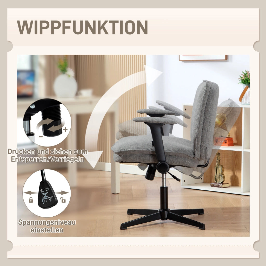 Sedia da ufficio con braccioli ribaltabili ¨C zephmum ¨C Grigio, Tessuto, Metallo