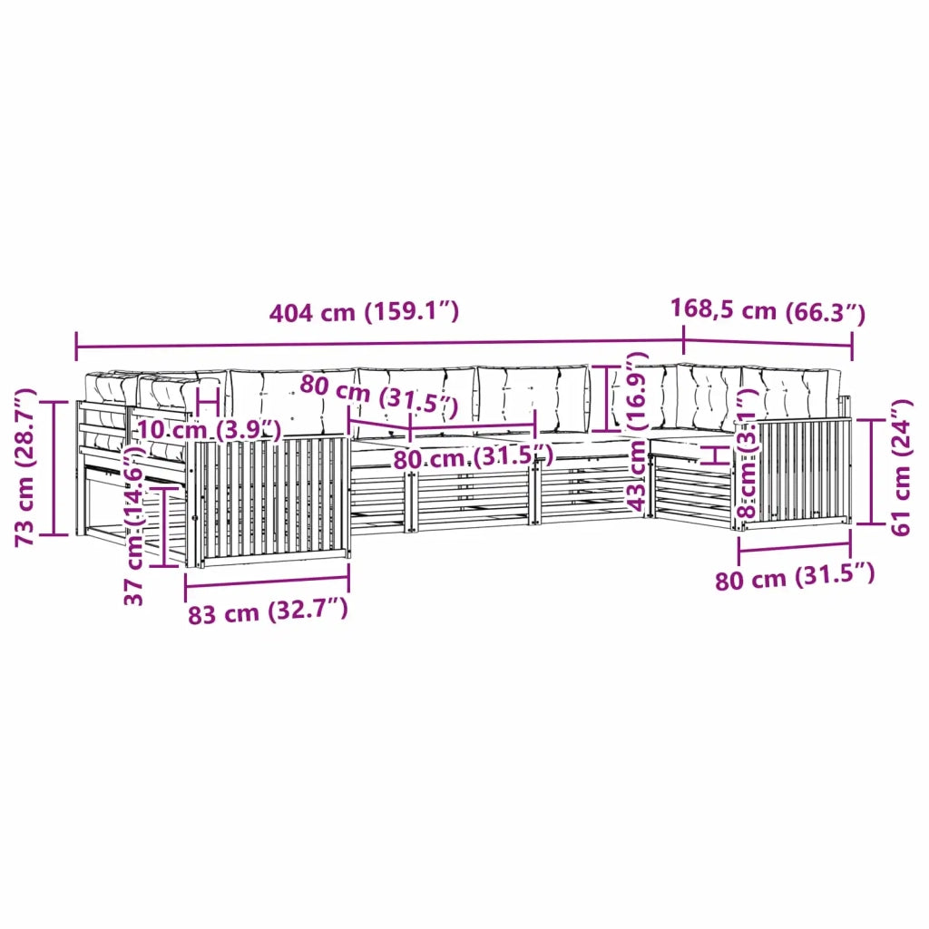 Set di divani da esterno 7 pz Bianco e Beige 3391083