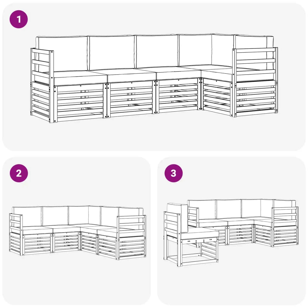 Set di divani da esterno 5 pcs Bianco e Beige 3391818