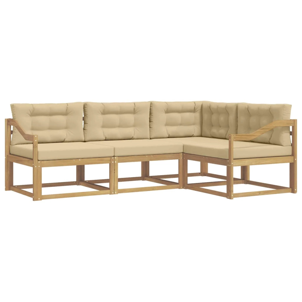 Set di divani da esterno 3 pz Bianco e Beige Poliestere 3386392