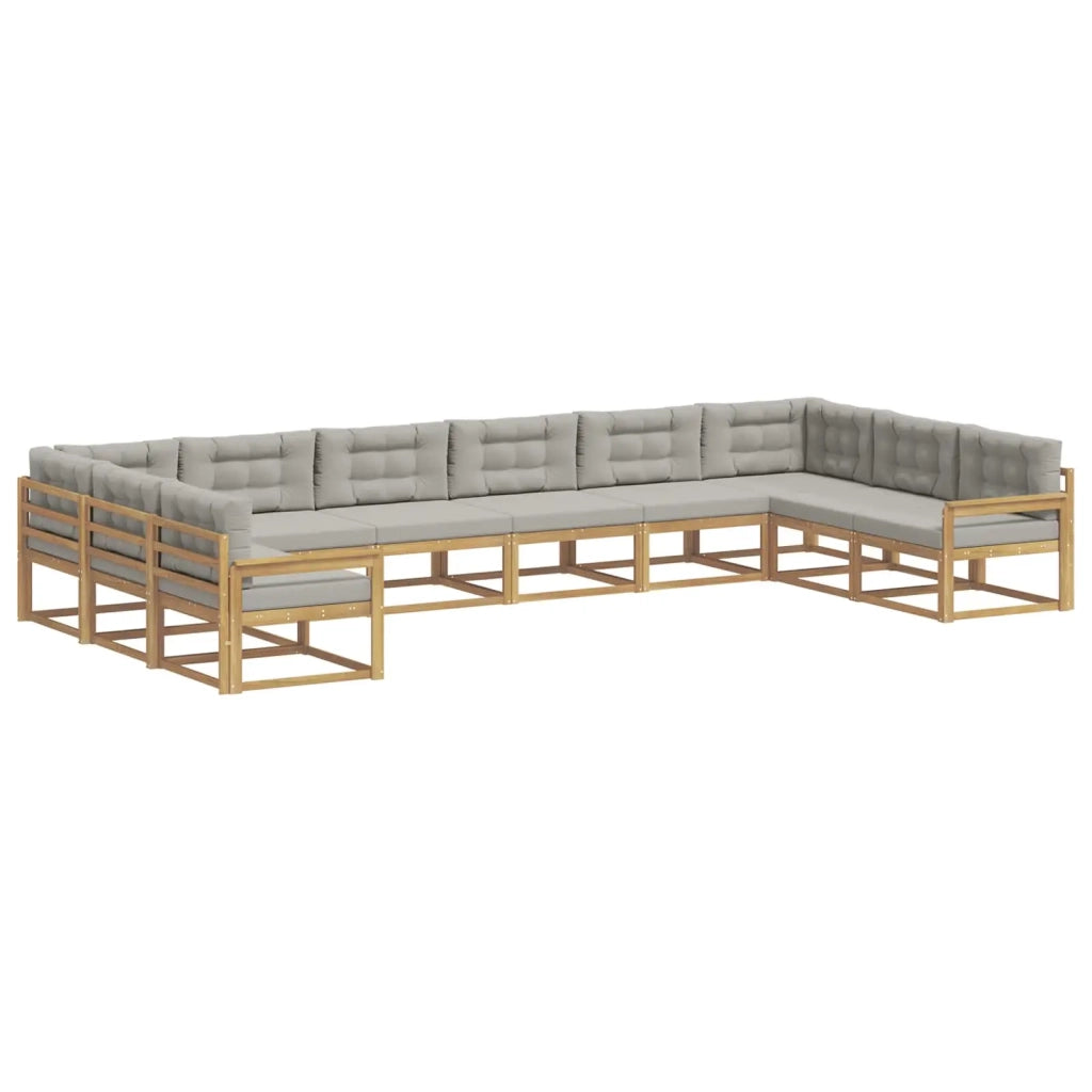 Set di divani da esterno 10 pz Bianco e Grigio Chiaro 3387095