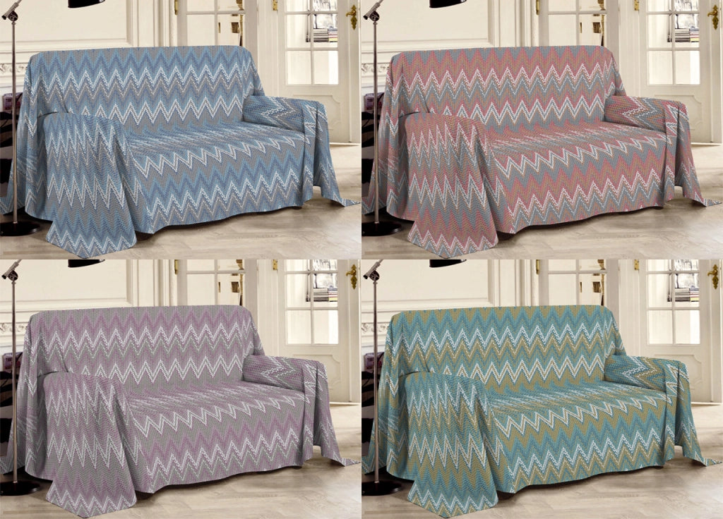 Telo Arredo Multiuso Linea Pensieri Delicati 100% Cotone Disegno Spinato - Singolo - Azzurro