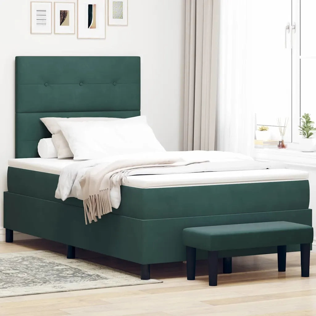 Letto a molle con cuscino Verde scuro 190 x 120 cm Velluto 3344501
