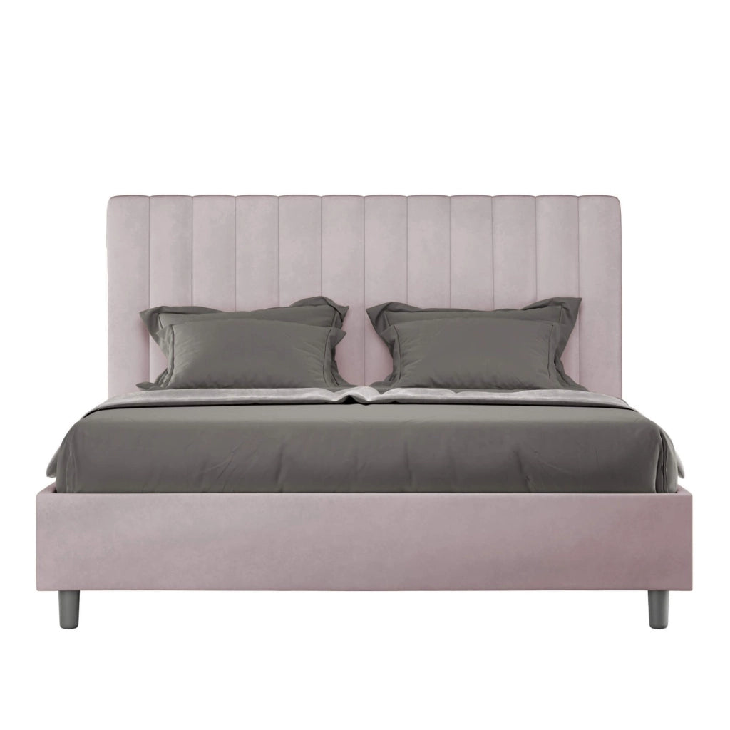 Letto una piazza e mezza senza rete imbottito 130x210 microfibra glicine Agueda
