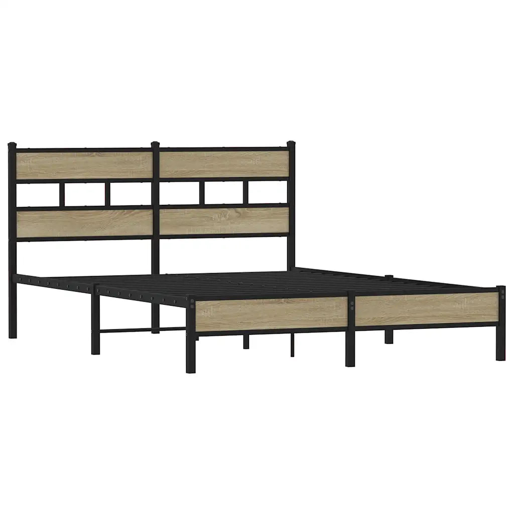 Letto matrimoniale | Letto per adulti | Giroletto senza Materasso Rovere Sonoma 140x200cm in Truciolato