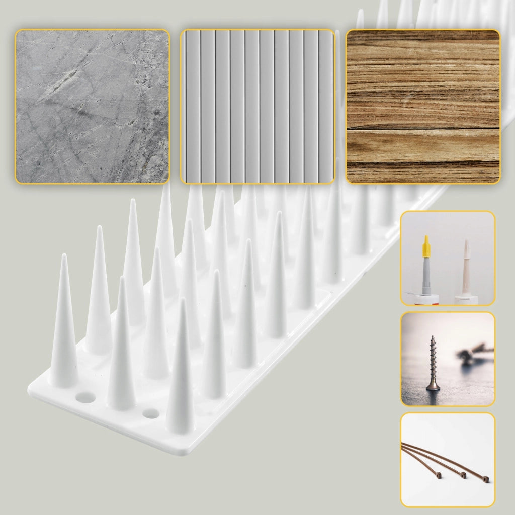 Punte anti-piccioni KADAX, 51 cm, in plastica densa e resistente, 48 pezzi