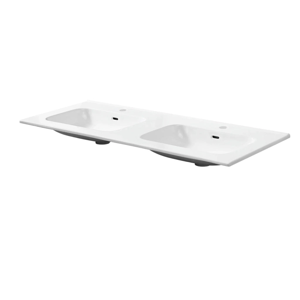 Mobile bagno sospeso 120 cm blu quattro ante e doppia vasca Tierra